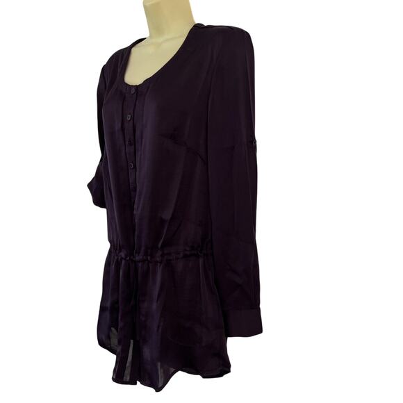 Tribal Brand Womens Tunic Blouse Roll Tab Long Sleeve Purple Size 4 - Picture 3 of 11
